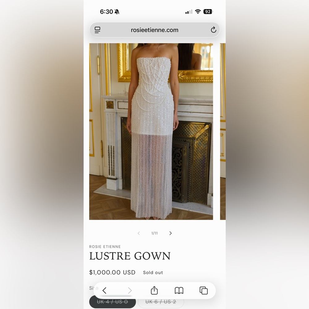 Rosie Etienne Lustre Strapless Sheer Beaded Gown in Ivory